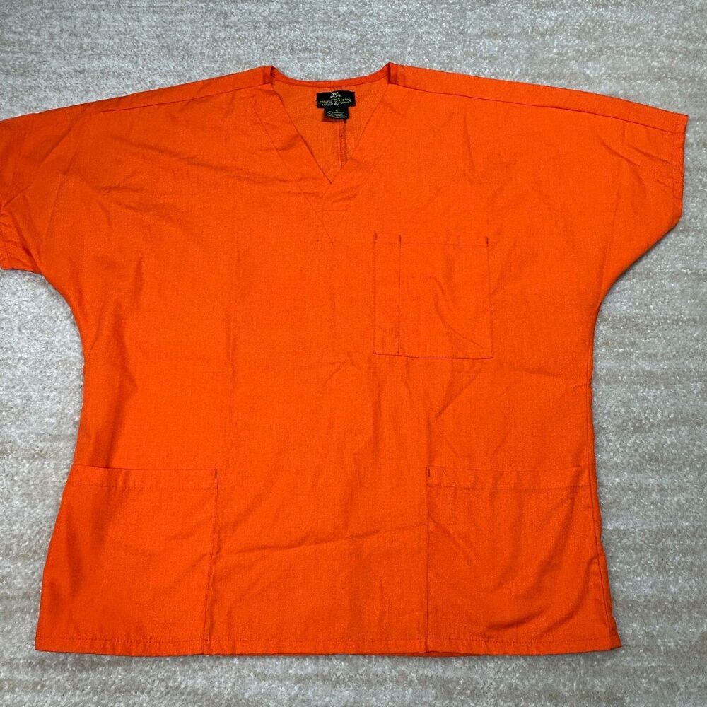 Natural Uniforms Scrub Top Womens S Orange V Neck 3 Pocket Medical Workwear
